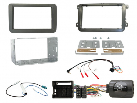 Monteringssett Volkswagen 2-din, grå i gruppen Billyd / Hva passer i min bil / Volkswagen / Golf / Golf Mk5 2004-2009 / Bytte stereo Golf Mk5 2004-2009 hos BRL Electronics (701CTKVW01)