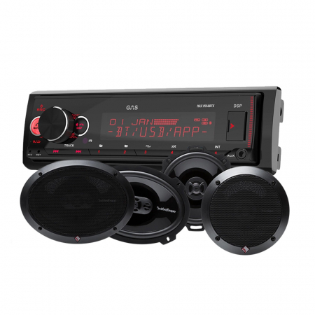 GAS MAX M140-BTX & Rockford Fosgate PUNCH-høyttalere, bilstereopakke i gruppen Pakkeløsninger / Pakker for bilen / Bilstereopakker hos BRL Electronics (SETMAXM140PUNCH)