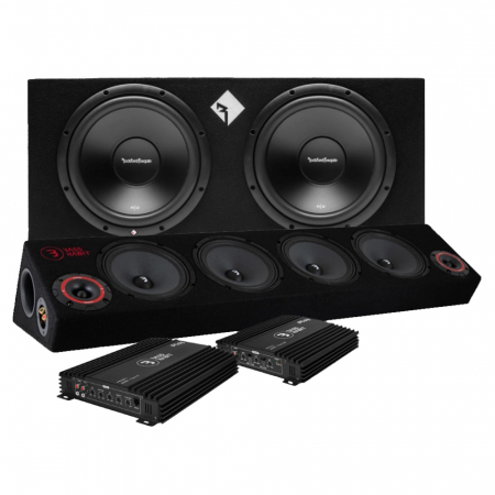 Rockford Fosgate R2-2X12 baspakke & Play SPL64 raggarplanke med forsterker i gruppen Pakkeløsninger / Pakker for bilen / Raggarpakke hos BRL Electronics (SETR22X12PKT6)