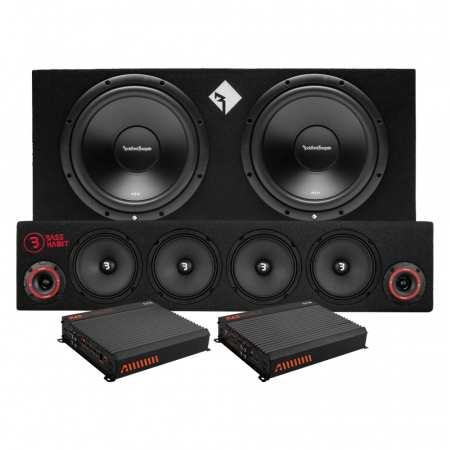 Rockford Fosgate R2-2X12 med SPL64, raggarpaket i gruppen Pakkeløsninger / Pakker for bilen / Raggarpakke hos BRL Electronics (SETR22X12PKT9)