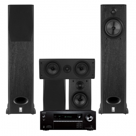 Onkyo TX-SR393 & System One H16B högtalarpaket 5.0, svart i gruppen Pakkeløsninger / Pakker for hjemmet / Hjemmekino og Hjemmekinopakker hos BRL Electronics (SETTXSR393PKT1)