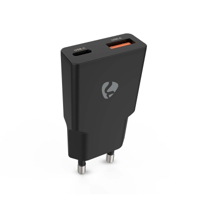 Nedis vegglader 20 W 1x USB-C 1x USB-A, svart