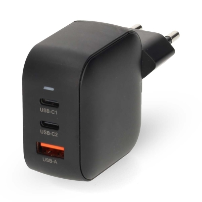 Nedis vegglader 70 W 2x USB-C 1x USB-A, svart
