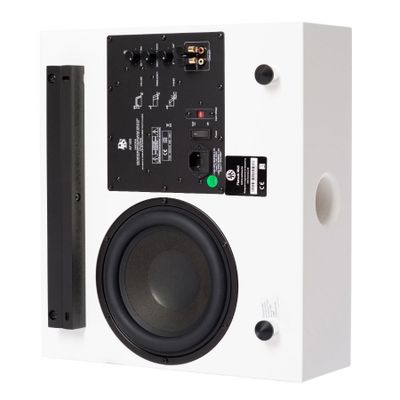 DLS Flatsub Midi vegghengbar aktiv subwoofer, matt hvit