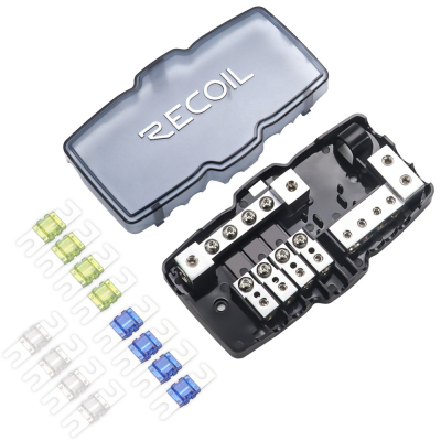 Recoil MPG4 Mini-ANL sikringsholder + jordblokk 2x50mm² til 4x20mm²