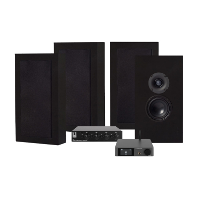 Dynavoice CA802BT, SC4B & 2 par matt svarte DLS Flatbox Midi