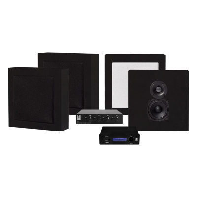 System One A50BT, SC4B & 2 par mattsvarte DLS Flatbox Mini