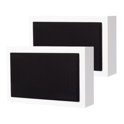 2-pakning DLS Flatsub 8.2 vegghengt aktiv subwoofer, matt hvit