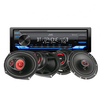 JVC KD-X382BT og Bass Habit Play-høyttalere, bilstereopakke