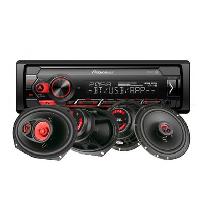 Pioneer MVH-S320BT og Bass Habit Play-høyttalere