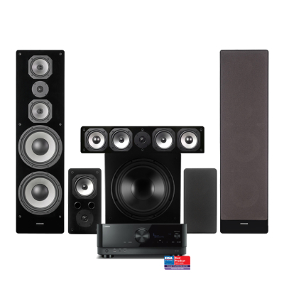 Yamaha RX-V6A og Dynavoice Challenger M-105 5.1 hjemmekinoanlegg, sort