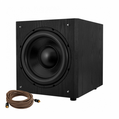 System One W120 aktiv subwoofer, svart + subwooferkabel
